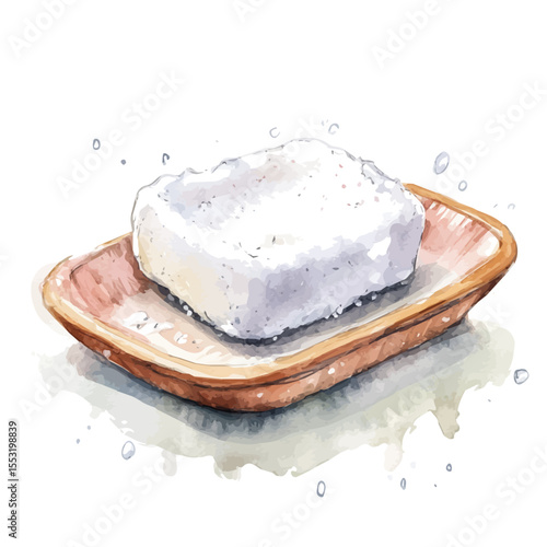 Soap Dish, watercolor painting vector, isolated on a white background.
