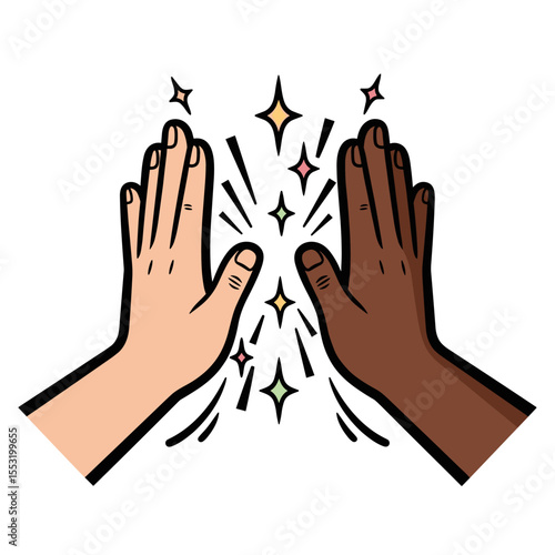 Diverse hands high five illustration