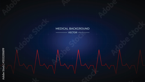 Medical background with a red heartbeat pulse trace