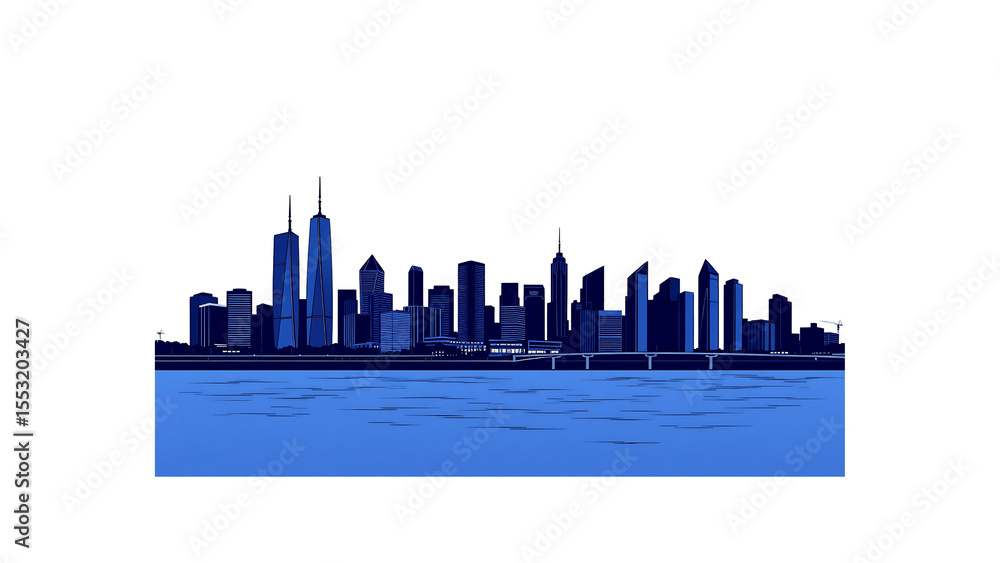 Obraz premium Modern urban skyline illustration with diverse building designs reflecting city life and architectural concepts