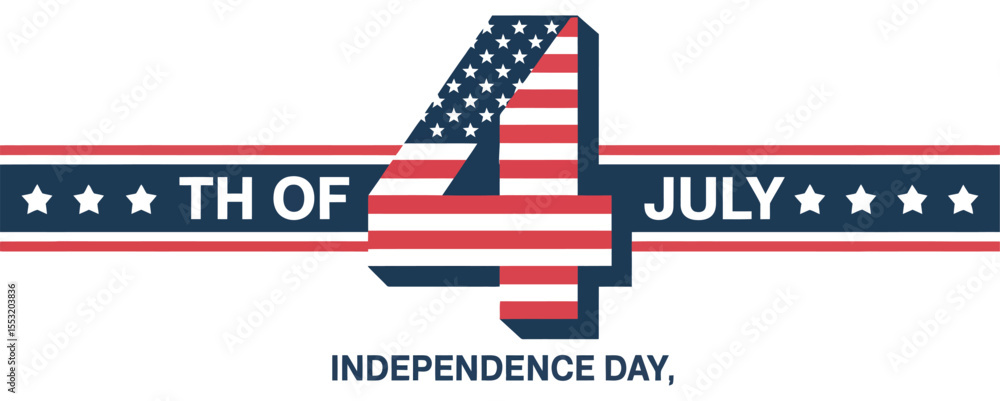 Obraz premium 4th of july independence day banner with american flag, patriotic stars and stripes design, celebrating usa national holiday
