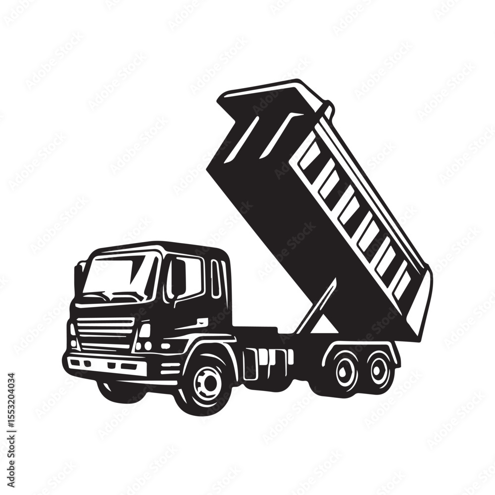 Dump Truck Silhouette Icon for Construction and Transport Use Dump Truck Silhouette Icon for Construction and Transport Use