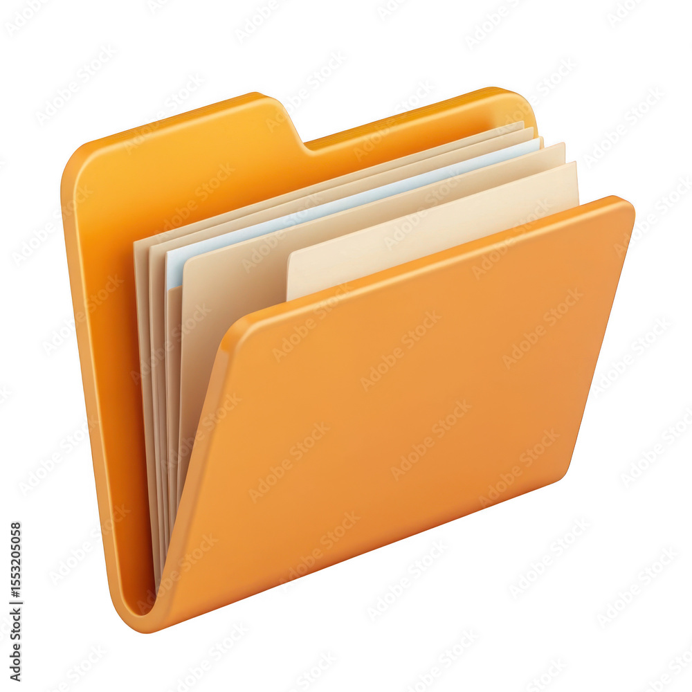 3d realistic orange file folder icon isolated on transparent background 3d realistic orange file folder icon isolated on transparent background
