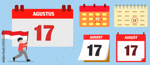 17 august calendar for indonesia independence day decoration. august calendar element