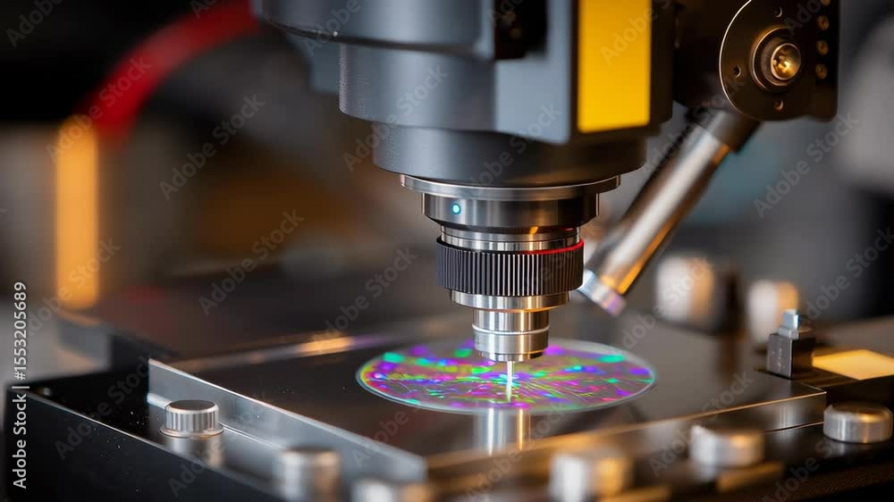 Close Up of Vibrational Spectroscopy Sensor Scanning Sample in Laboratory Setup for Research Close Up of Vibrational Spectroscopy Sensor Scanning Sample in Laboratory Setup for Research