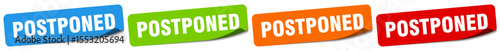 postponed sticker. postponed sticker set on white background