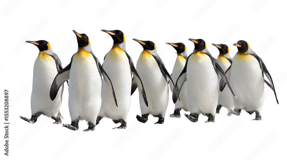 Obraz premium A Group of Majestic King Penguins Walking in Formation.