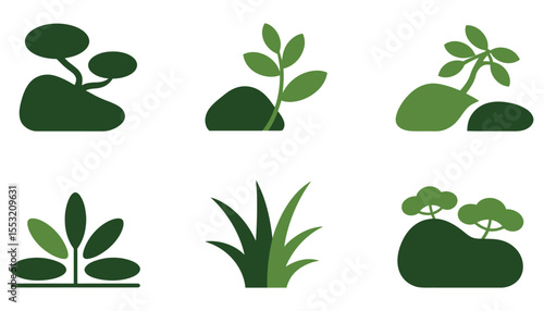 A vector set of green leaf icons, perfect for nature and eco-friendly designs