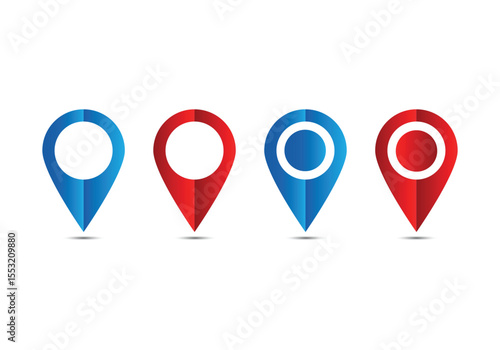 Pin pointer location flat icon. Map pin location icons. Modern map markers