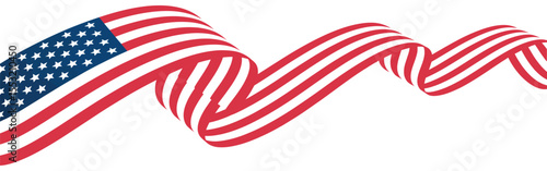american flag ribbon with waving stars and stripes pattern on white background symbolizing patriotism, unity, and national pride