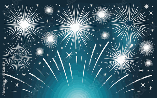 colorful fireworks exploding in the night sky with bright bursts and sparkles, perfect for festive celebrations and holiday events