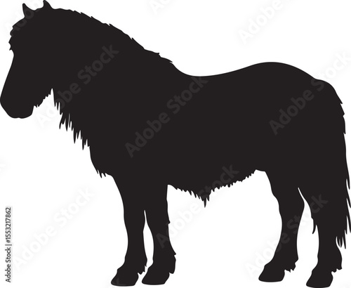 Nangchen horse in silhouette pure white background.