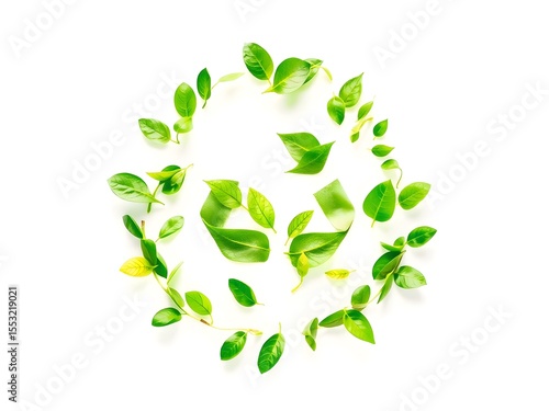 Recycling Leaves Icon on Light Background – Eco-Friendly Concept of Sustainable Production, Eco Plastic, and Green Fuel (AI Generated)
