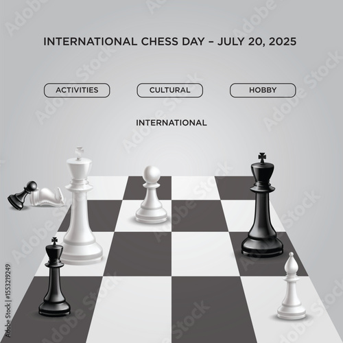 Internationa Chess Day 20 july .. White and black chess Piecess with Chess Board.eps hard work, success quotes, checkmate, world, white, success, play, championship, piece, international, background, 