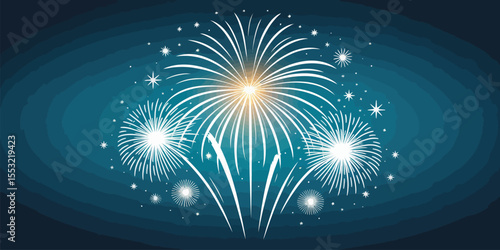 colorful fireworks explosion in night sky with sparkling light trails and starbursts, perfect for festive celebrations and events