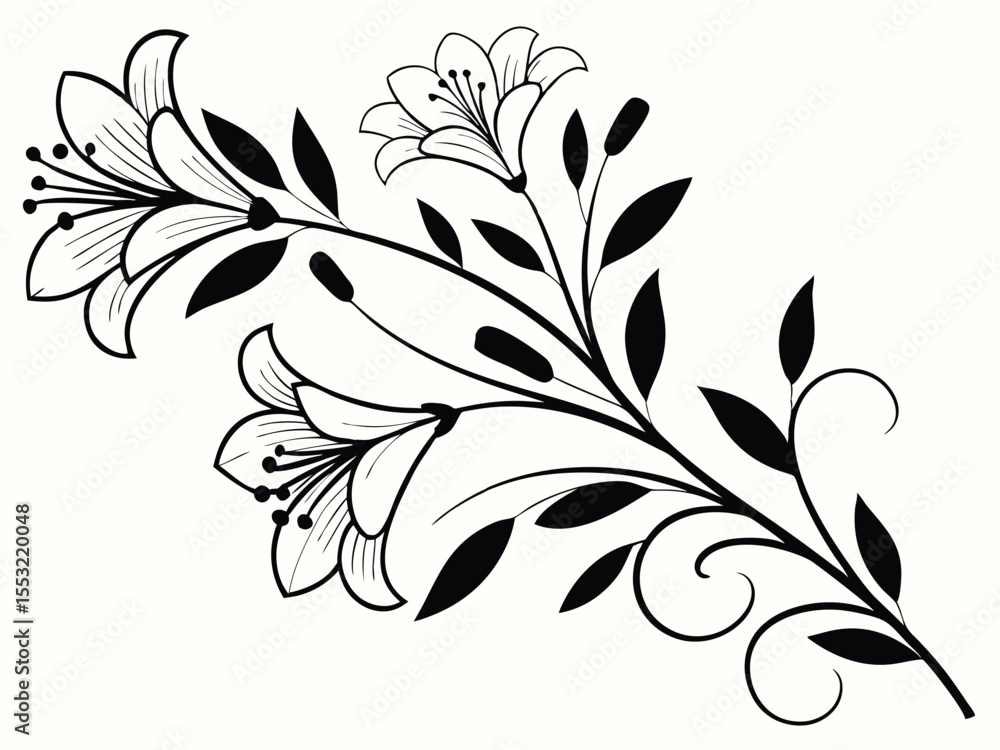 Obraz premium elegant-flower-branch-leaves-foliage-line-icon-vec.eps
