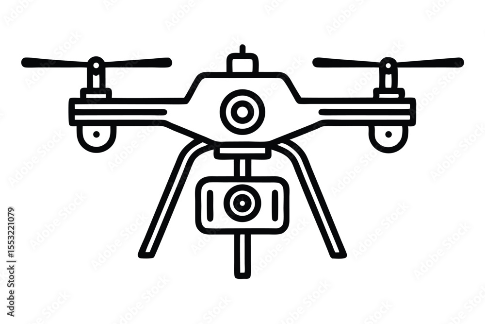 professional drone camera line art vector professional drone camera line art vector
