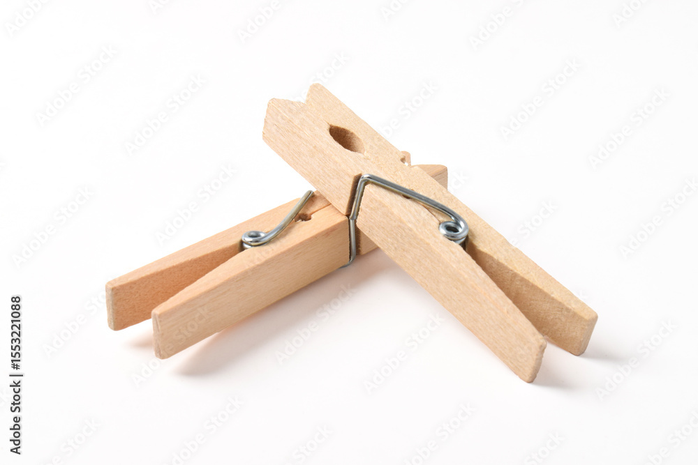 Wooden clothes pin isolated on white background with clipping path Wooden clothes pin isolated on white background with clipping path