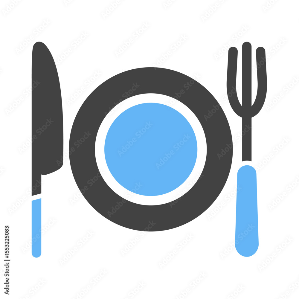 Fototapeta premium Simple plate, knife, and fork graphic
