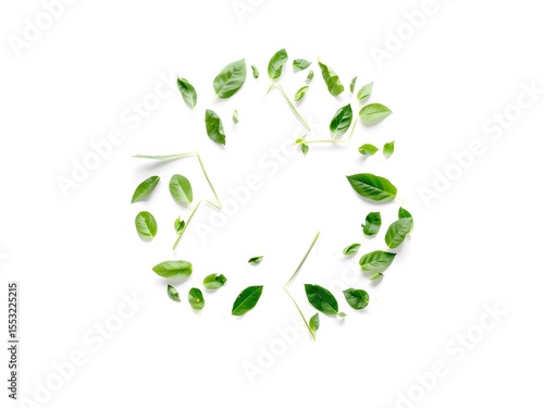 Recycling Leaves Icon on Light Background – Eco-Friendly Concept of Sustainable Production, Eco Plastic, and Green Fuel (AI Generated)