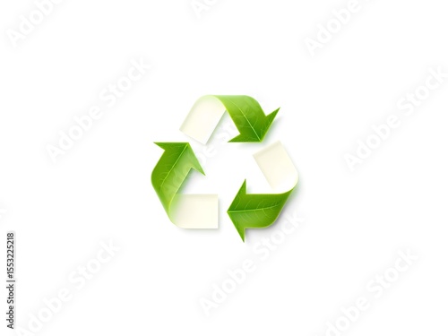Recycling Leaves Icon on Light Background – Eco-Friendly Concept of Sustainable Production, Eco Plastic, and Green Fuel (AI Generated)