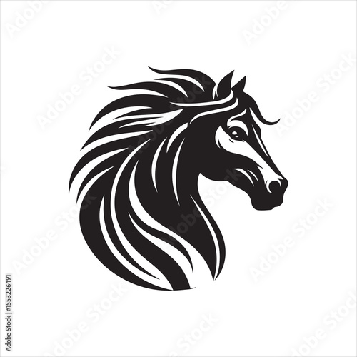 Wallpaper Mural Stylized black and white horse head profile, mane flowing, elegant equine design. Torontodigital.ca