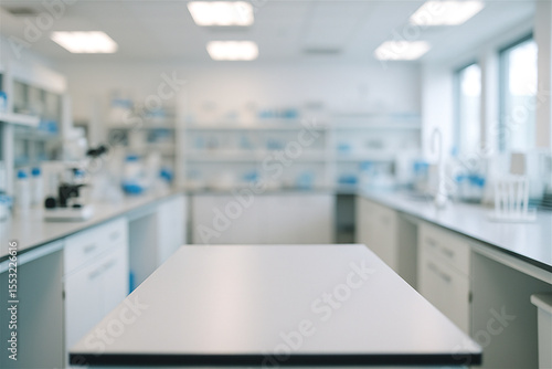 Wallpaper Mural Clean and well-lit laboratory interior with empty workstations, white surfaces, and shelving. Minimalist clinical space Torontodigital.ca