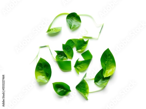 Recycling Leaves Icon on Light Background – Eco-Friendly Concept of Sustainable Production, Eco Plastic, and Green Fuel (AI Generated)