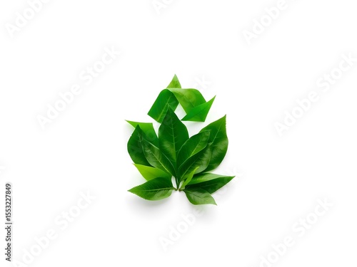 Recycling Leaves Icon on Light Background – Eco-Friendly Concept of Sustainable Production, Eco Plastic, and Green Fuel (AI Generated)