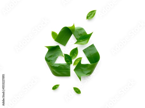 Recycling Leaves Icon on Light Background – Eco-Friendly Concept of Sustainable Production, Eco Plastic, and Green Fuel (AI Generated)
