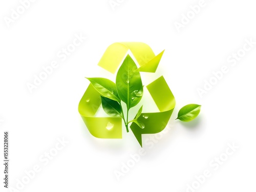 Recycling Leaves Icon on Light Background – Eco-Friendly Concept of Sustainable Production, Eco Plastic, and Green Fuel (AI Generated)