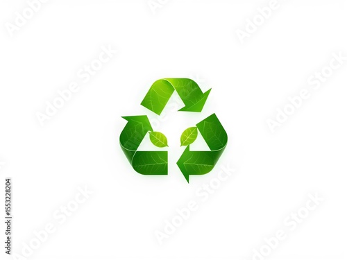 Recycling Leaves Icon on Light Background – Eco-Friendly Concept of Sustainable Production, Eco Plastic, and Green Fuel (AI Generated)