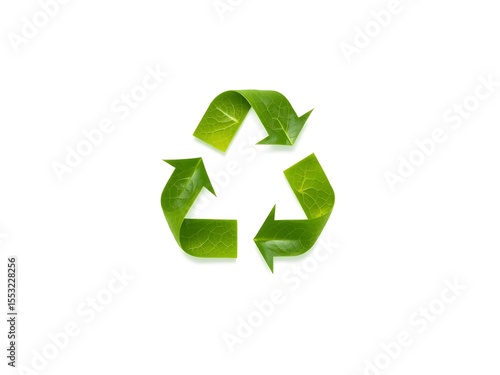 Recycling Leaves Icon on Light Background – Eco-Friendly Concept of Sustainable Production, Eco Plastic, and Green Fuel (AI Generated)