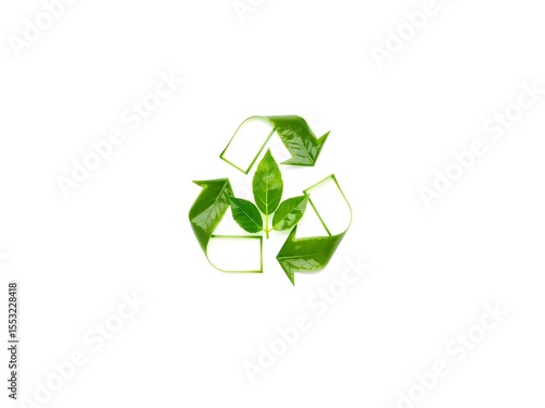 Recycling Leaves Icon on Light Background – Eco-Friendly Concept of Sustainable Production, Eco Plastic, and Green Fuel (AI Generated)