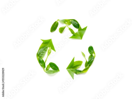Recycling Leaves Icon on Light Background – Eco-Friendly Concept of Sustainable Production, Eco Plastic, and Green Fuel (AI Generated)