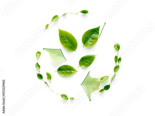Recycling Leaves Icon on Light Background – Eco-Friendly Concept of Sustainable Production, Eco Plastic, and Green Fuel (AI Generated)