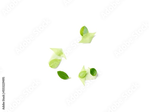 Recycling Leaves Icon on Light Background – Eco-Friendly Concept of Sustainable Production, Eco Plastic, and Green Fuel (AI Generated)