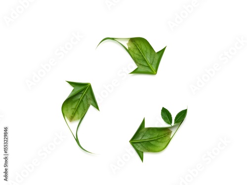 Recycling Leaves Icon on Light Background – Eco-Friendly Concept of Sustainable Production, Eco Plastic, and Green Fuel (AI Generated)
