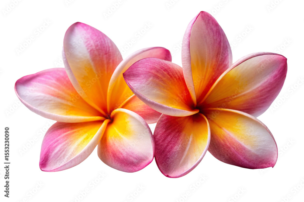 Fototapeta premium two Plumeria flowers on a white background