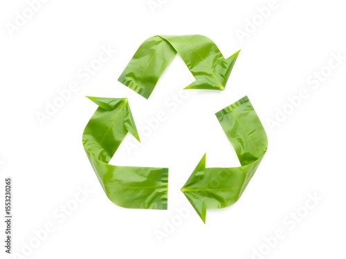Recycling Leaves Icon on Light Background – Eco-Friendly Concept of Sustainable Production, Eco Plastic, and Green Fuel (AI Generated)