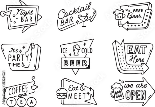 Cocktail Bar Doodle Illustration, Drink Recipe Elements Vector, Party Icon Set, Glasses and Garnish Sketch, Hand Drawn Alcohol Clipart, Transparent Background