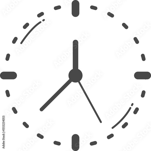 Clock illustration. Dotted line.