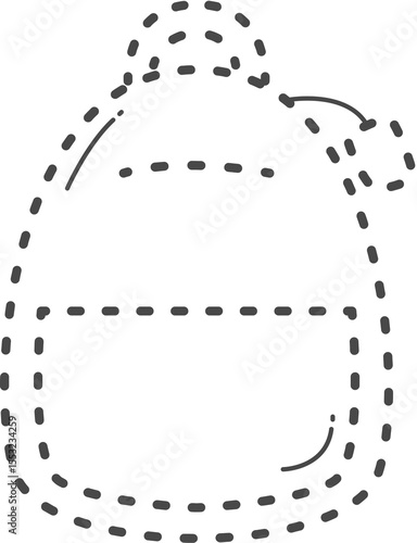 Classroom accessory. Dotted line of school bag.