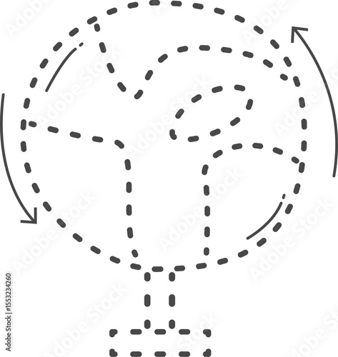 Classroom accessory. Dotted line of globe.