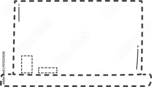 Classroom accessory. Dotted line of whiteboard.