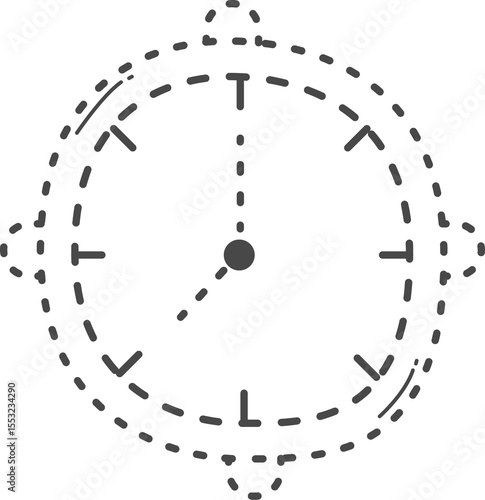 Classroom accessory. Dotted line of clock.