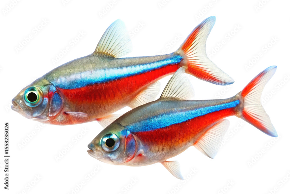 Fototapeta premium two Neon Tetra fish on a white background