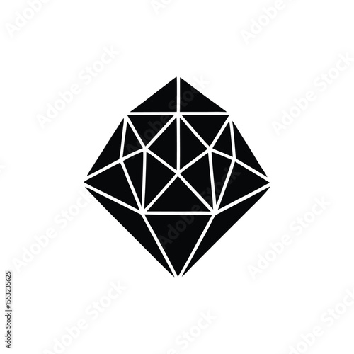 Geometric Diamond Elegant Facets, Black and White Minimalist Design