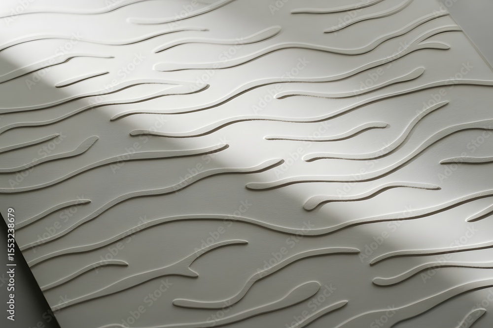 Obraz premium Subtle embossed wavy lines pattern with soft sunlight and shadow