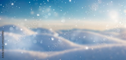 Wallpaper Mural A snowy forest at sunset with pine trees, golden sunlight, and falling snowflakes, creating a dreamy and tranquil winter wonderland scene. Torontodigital.ca